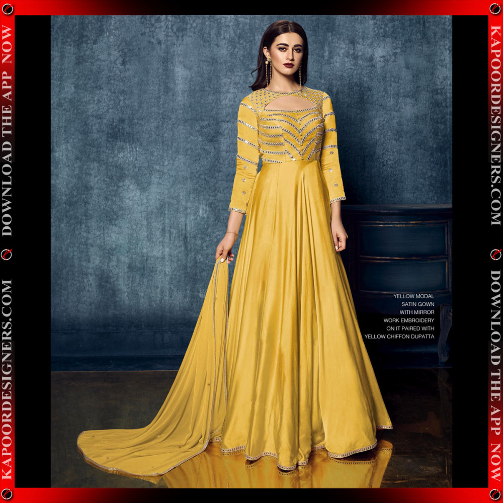 Yellow designer hot sale gown